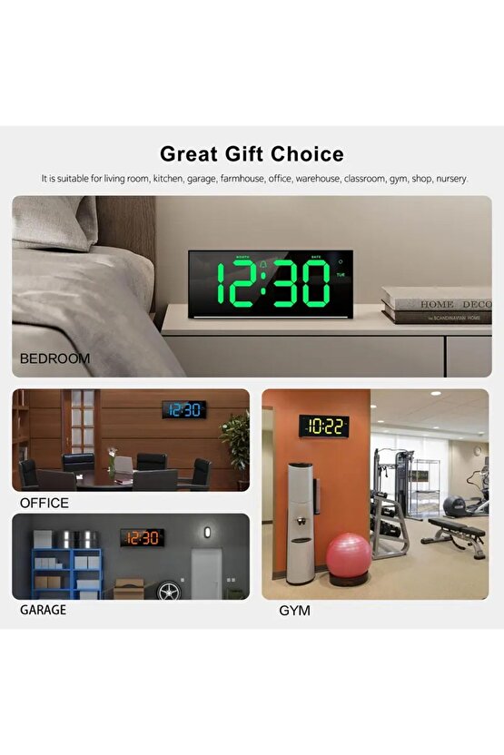 SMOUING 30.48cm Dijital Duvar Saati, Büyük Ekran ile 13 RGB Renk Değişimi, LED Alarm Saati ile Uzakt