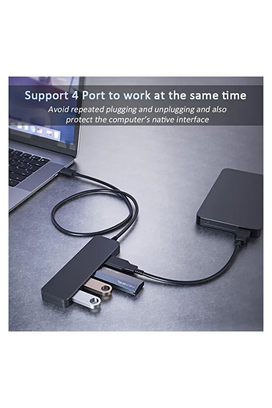 Yüksek Hızlı 4 Portlu USB 3.0 Hub - Masaüstü, Dizüstü Bilgisayar, Xbox, Flash Sürücüler, Sabit Diskl