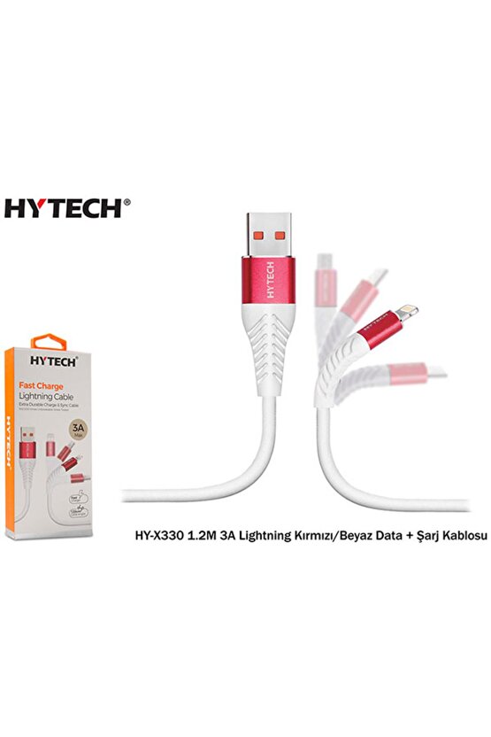 Hyx330 1.2m 3a Lightning Kırmızı Beyaz Data Kablosu