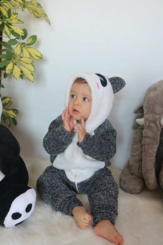 Welsoft Peluş Fermuarlı Kışlık Unisex Kız Erkek Bebek Uyku Tulumu Bebek Tulumu Çocuk Tulumu Kostümü