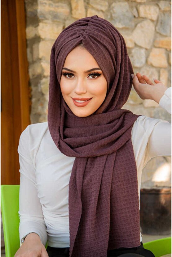 Gülkurusu Kelebek Model Büzgülü Bone Şal