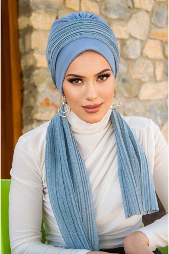 Bebe Mavi Fularlı Bone