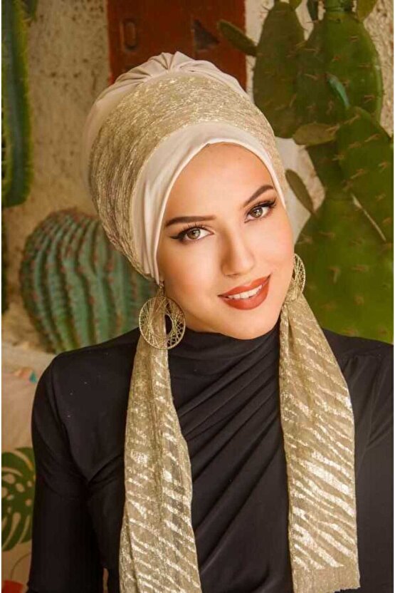 Taş Dore Desen Fularlı Bone