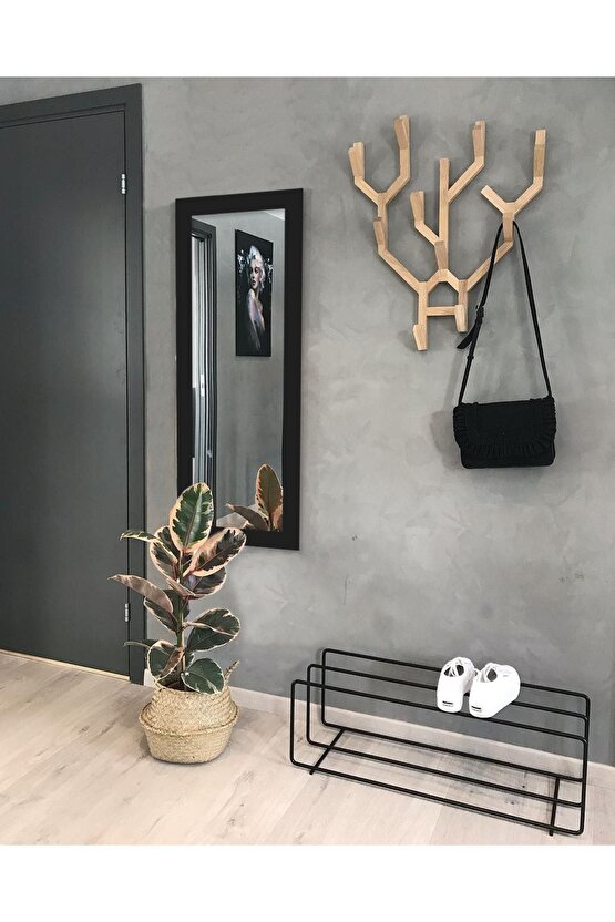 Dekoratif Retro Boy Aynası Siyah 110 X 48 Cm