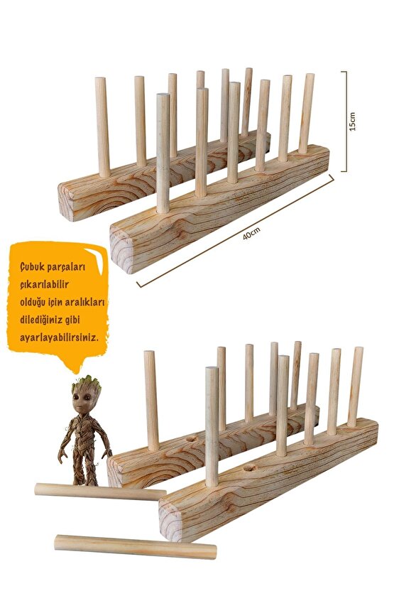 Ahşap Tabaklık  Kitaplık  Plak Standı Düzenleyici Raf