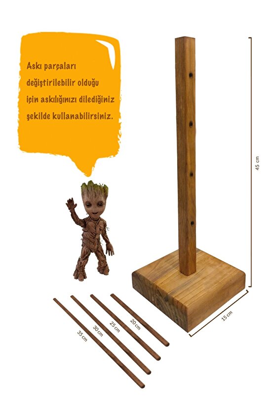 Ahşap Takılık Takı Askısı Organizer Çam