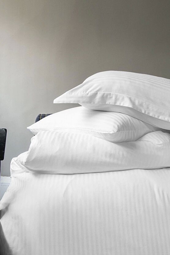 Pure White Beyaz 300 Tc Pamuk Saten King Ebat Nevresim Takımı