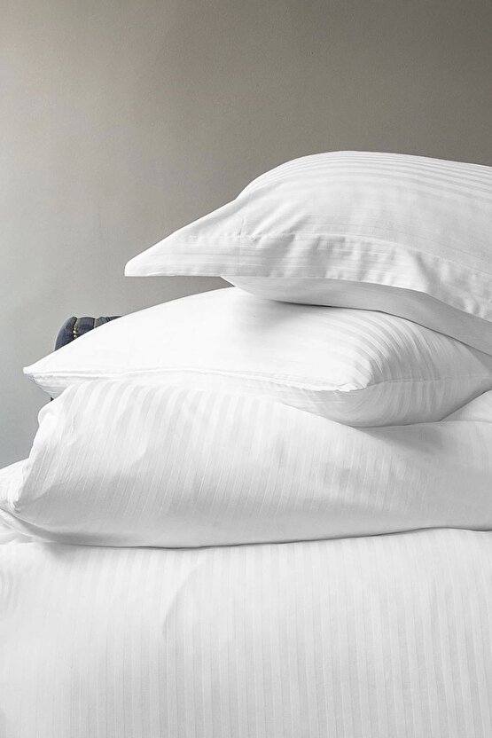 Pure White Beyaz 300 Tc Pamuk Saten King Ebat Nevresim Takımı