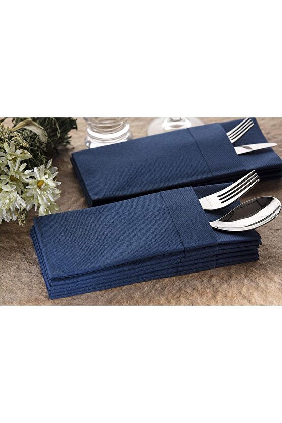 Lacivert Kumaş Dokulu Airlaid Cepli Peçete 40x40 18 50li Paket