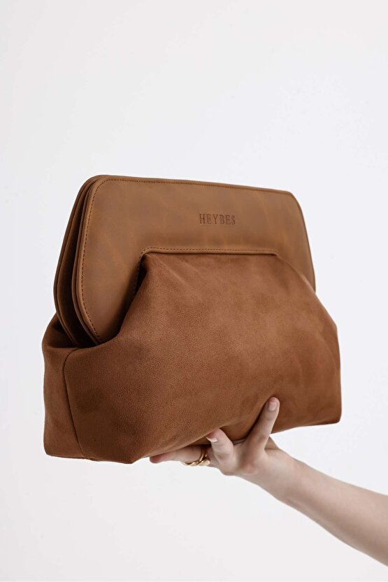 Kadın Taba Süet Portföy El Çanta Clutch