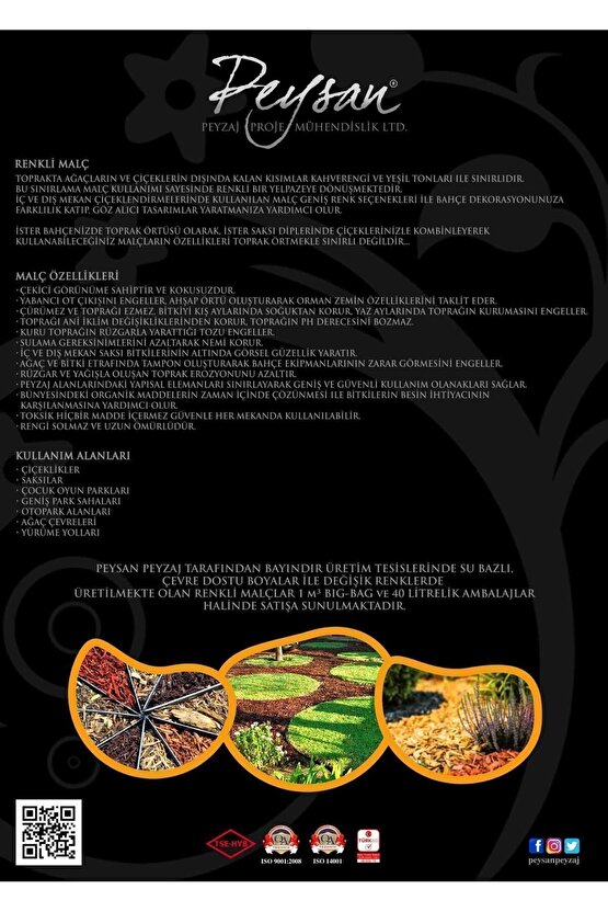 Dekoratif Natural Doğal Malç 40 Litre Ağaç Kabuğu Ağaç Yongası Natura Mulch Bahçe Dekor Peyzaj