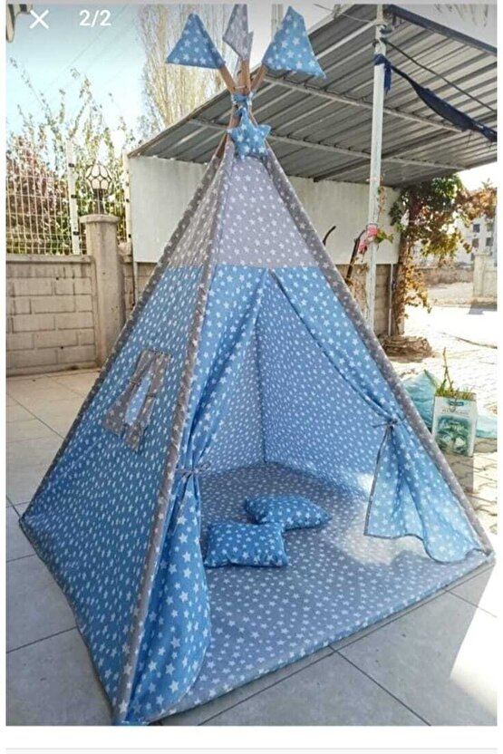 Mavi Büyük Boy Kızılderili Oyun Çadırı