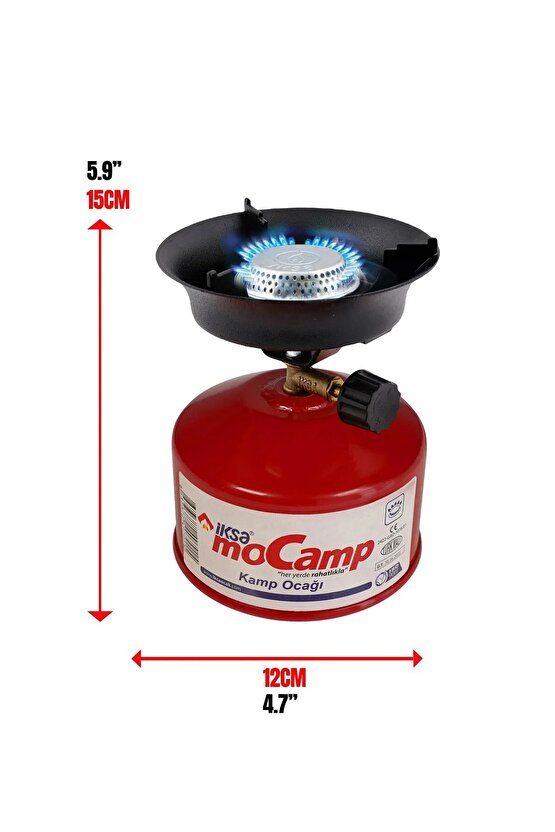 İksa Mocamp Kamp Ocağı 2025 Model, 1 Tüp Gaz Hediyeli - Kırmızı, One Size
