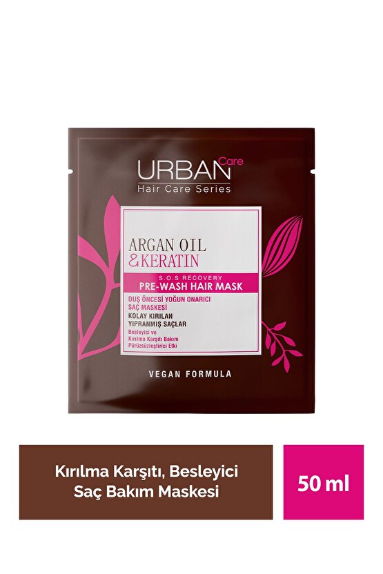 Argan Oil & Keratin Kolay Kırılan Yıpranmış Saçlara Özel Duş Öncesi Saç Bakım Maskesi-vegan-50ml