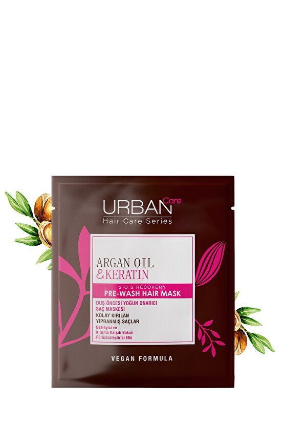 Argan Oil & Keratin Kolay Kırılan Yıpranmış Saçlara Özel Duş Öncesi Saç Bakım Maskesi-vegan-50ml