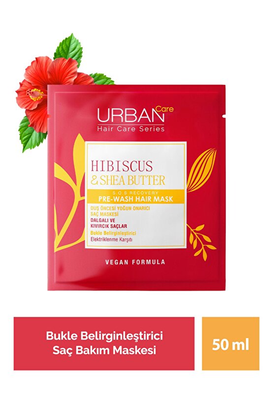Hibiscus & Shea Butter Kıvırcık ve Dalgalı Saçlara Özel Duş Öncesi Saç Bakım Maskesi-vegan-50ml