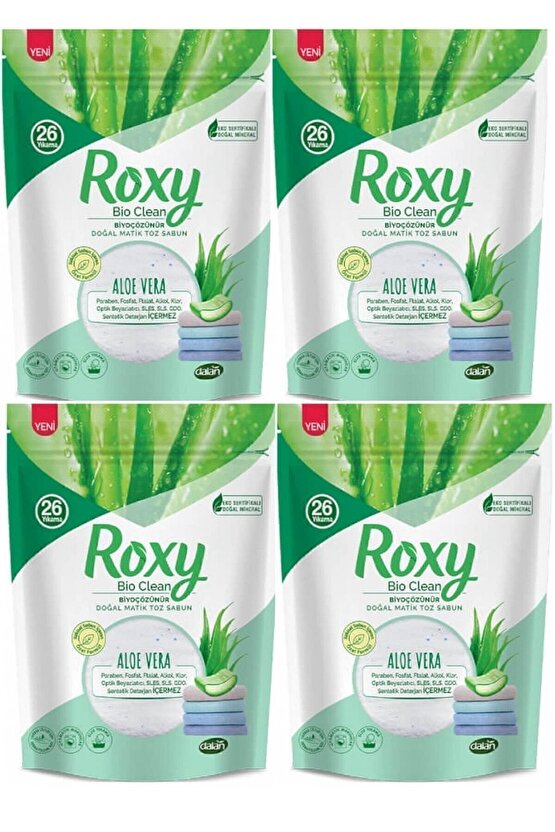 Roxy Bio Clean Doğal Matik Toz Sabun Aloe Vera 4 X 800 gr