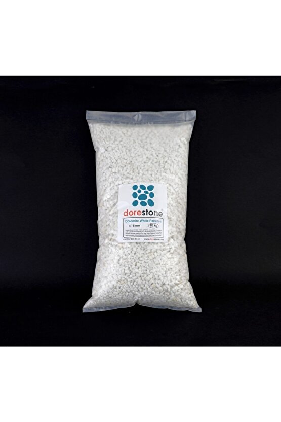 Tamburlanmış Beyaz Dolomit Taşı-10 Kg 4-8 Mm Beyaz Doğal Taş
