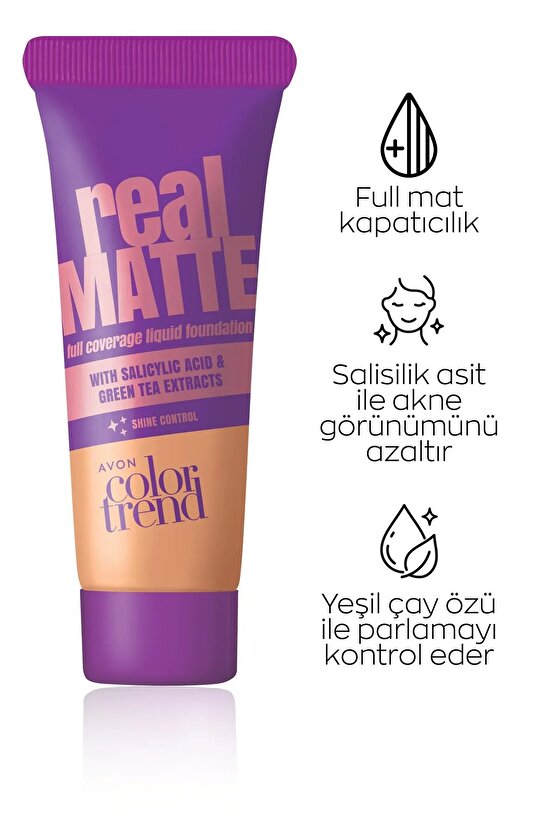 Color Trend Real Matte Likit Fondöten Parlaklık Kontrolü 30 Ml. Nude 228g