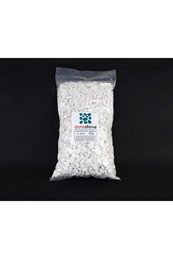 Tamburlanmış Beyaz Dolomit Taşı-10 Kg 10-20 Mm Beyaz Doğal Taş