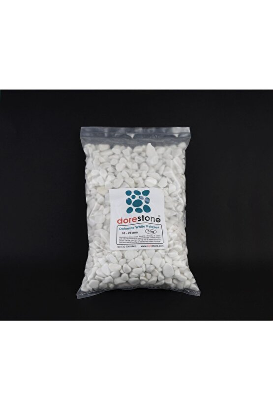 Tamburlanmış Beyaz Dolomit Taşı-5 Kg 10-20 Mm Beyaz Doğal Taş