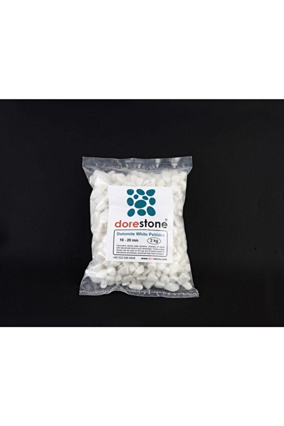 Tamburlanmış Beyaz Dolomit Taşı-2 Kg 10-20 Mm Beyaz Doğal Taş