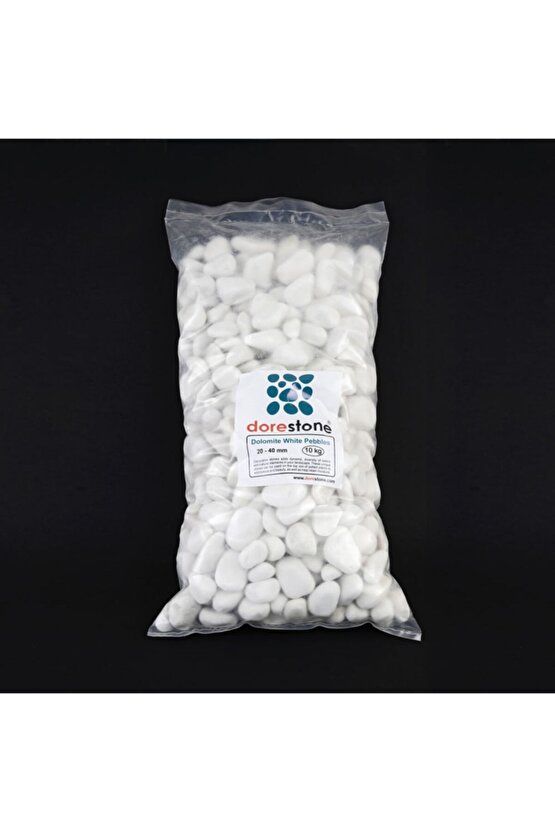 Tamburlanmış Beyaz Dolomit Taşı-10 Kg 20-40 Mm Beyaz Doğal Taş