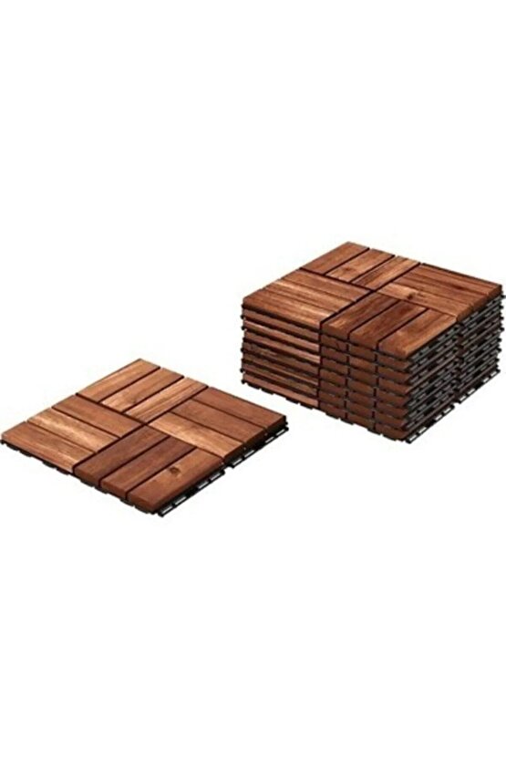 1 Adet 30x30 Cm Parke Balkon Teras Yer Döşemesi Masif Akasya Kahverengi 1 Adet