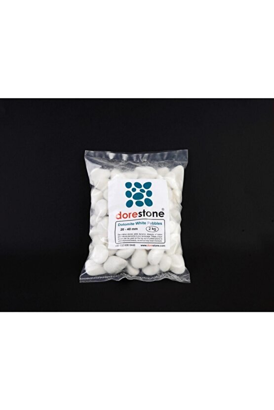 Tamburlanmış Beyaz Dolomit Taşı-2 Kg 20-40 Mm Beyaz Doğal Taş