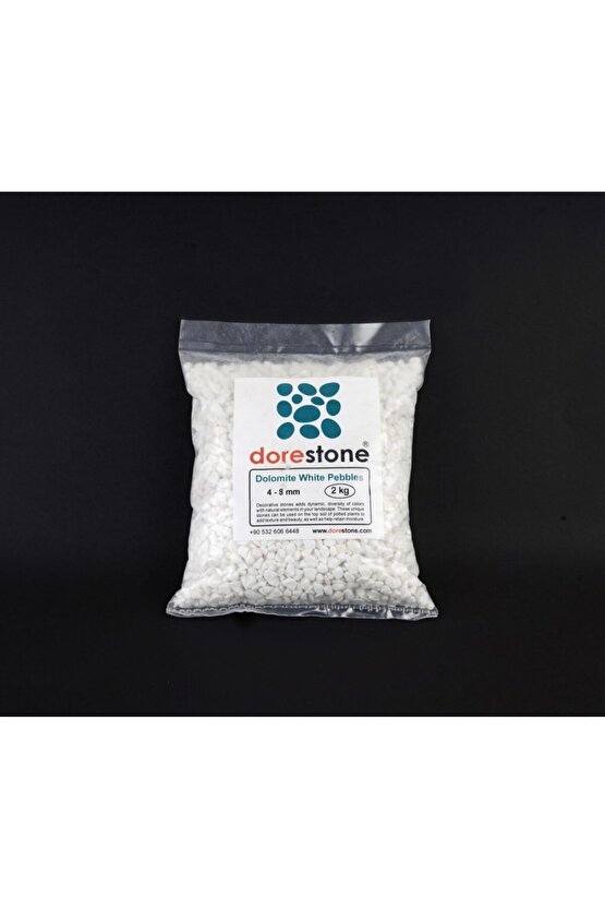 Tamburlanmış Beyaz Dolomit Taşı -2 Kg 4-8 Mm Beyaz Doğal Taş