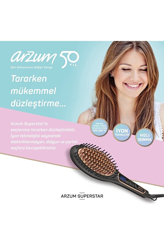 AR5036 Superstar Turmalin İyon Saç Düzleştirici Fırça