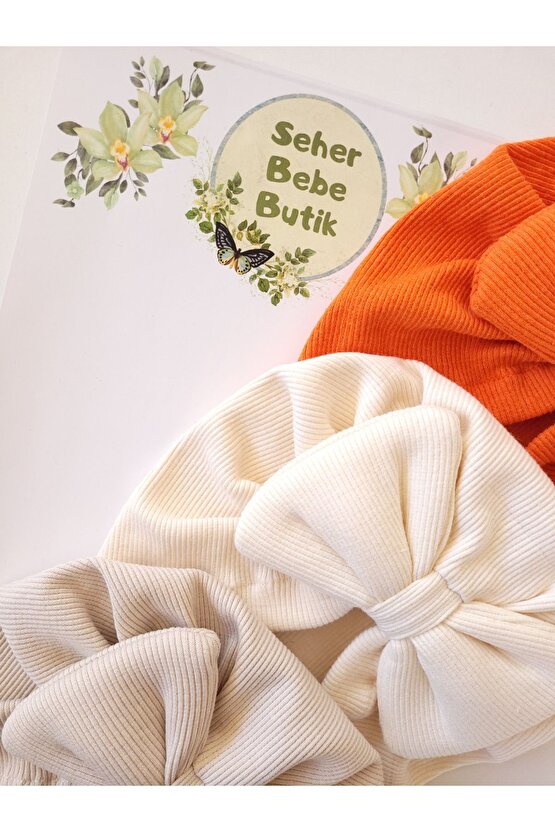 Kız Bebek & Çocuk Renkli Fiyonklu Bone 3Lü Set