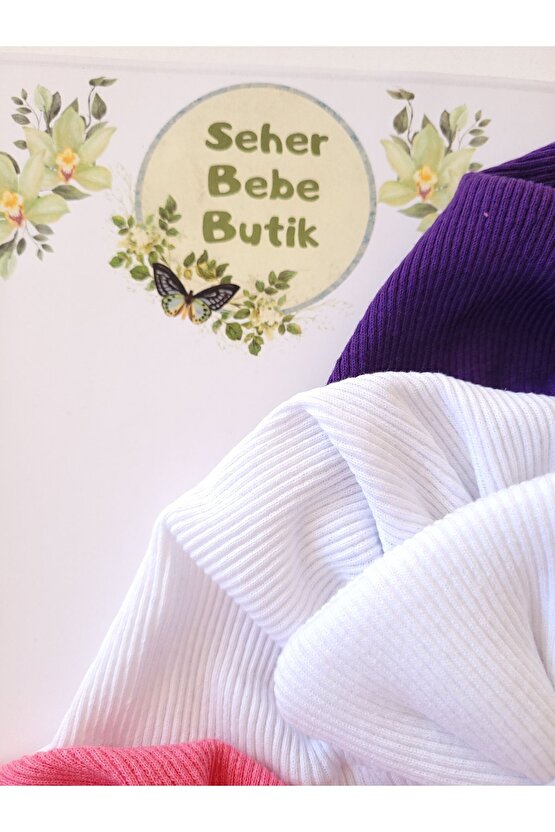 Kız Bebek & Çocuk Renkli Fiyonklu Bone 3Lü Set
