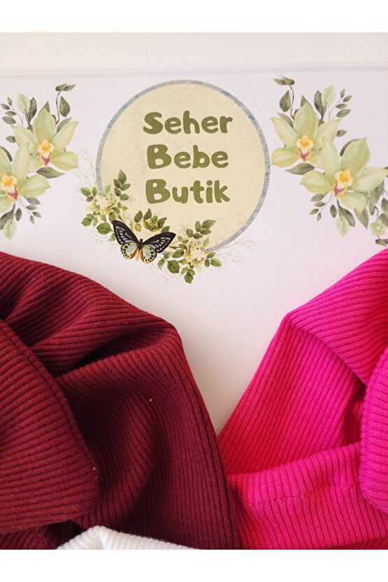 Kız Bebek & Çocuk Renkli Fiyonklu Bone 3Lü Set