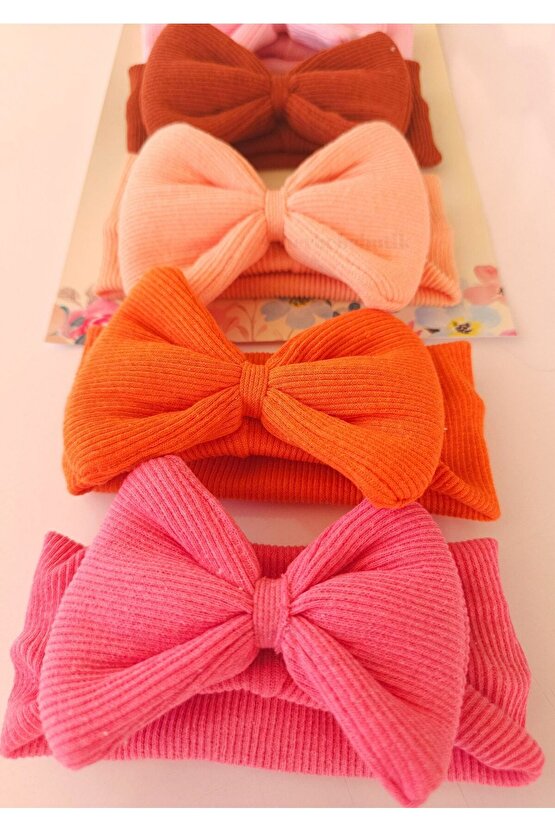 Kız Bebek & Çocuk Fiyonklu Bandana Set - Yumuşak- Esnek