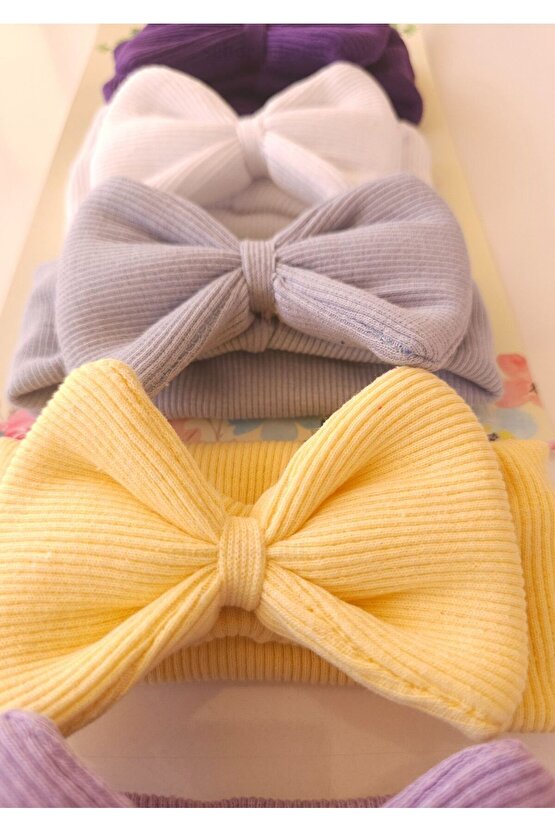 Kız Bebek & Çocuk Fiyonklu Bandana Set - Yumuşak- Esnek