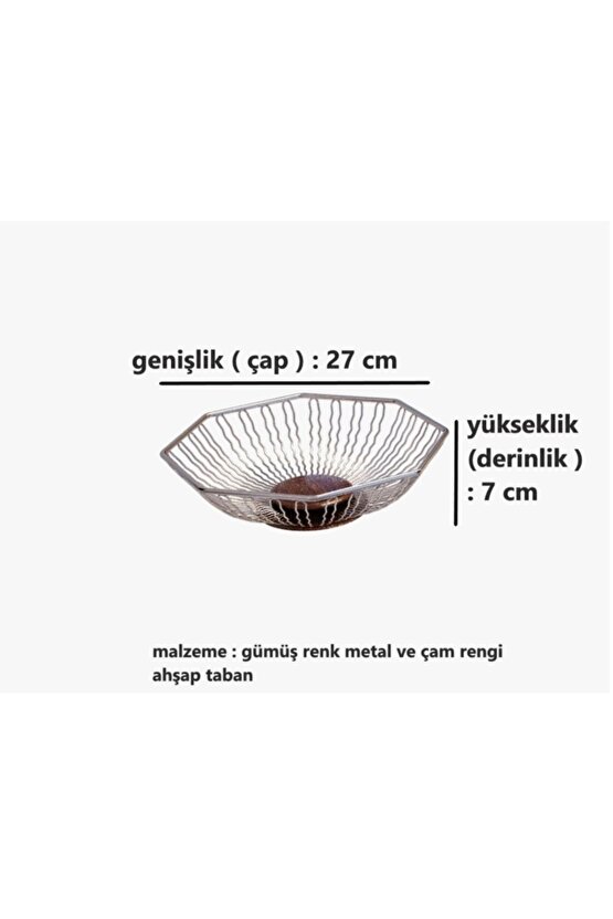 Ekmeklik Metal Paslanmaz Çelik Gümüş Renk Ekmek Sepeti Çok Amaçlı Ahşap Ayaklı Lüx Sepet