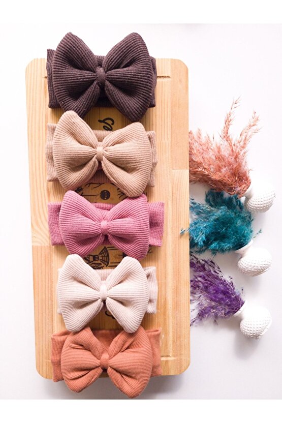 Kız Çocuk & Bebek Kaşkorse Fiyonklu Bandana 5li Set