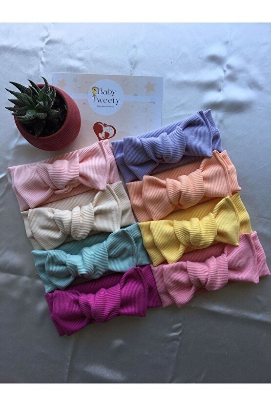 8li El Yapımı Ribana Kız Bebek Bandana