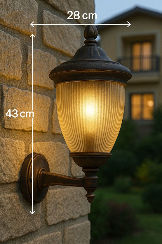 232Lamp Bakır Eskitme Lüx Bahçe Duvar Teras Veranda Konsollu Aplik