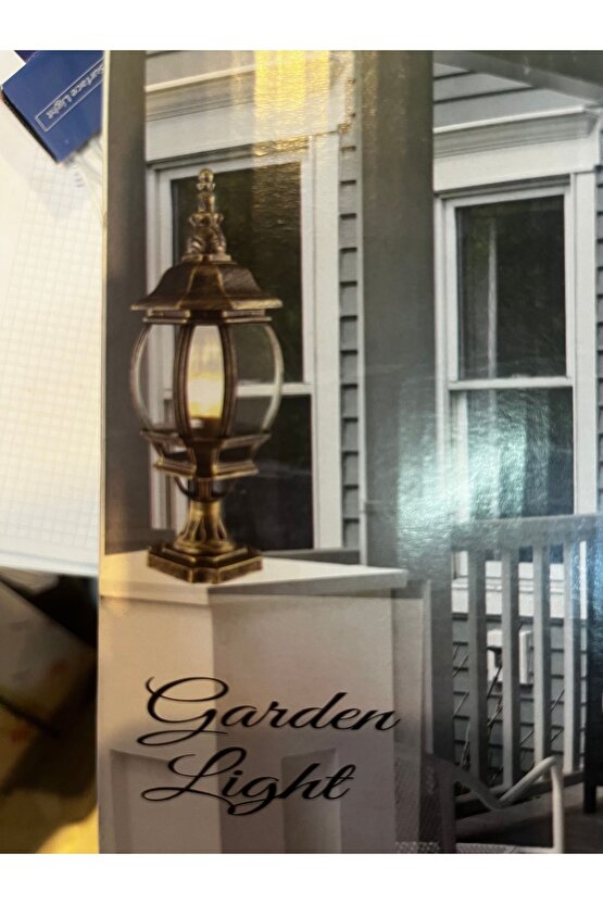 232Lamp Bahçe Duvar Teras Aliminyum Döküm Cam Sarı Eskitme Setüstü Fener Aydınlatma Armatürü