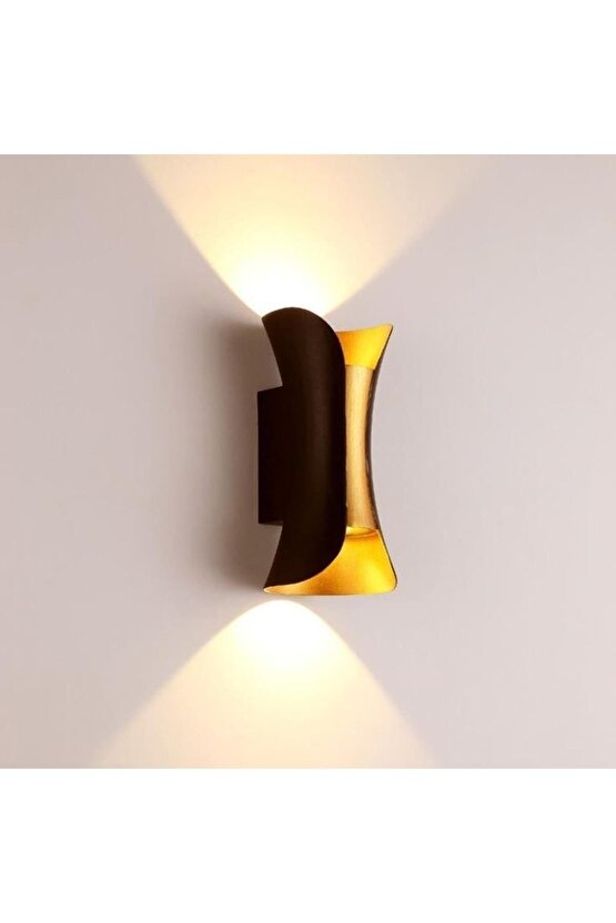 232lamp 12w Siyah - Gold Su Geçirmez Led Duvar Apliği Günışığı Dekoratif Dış Mekan Armatürü