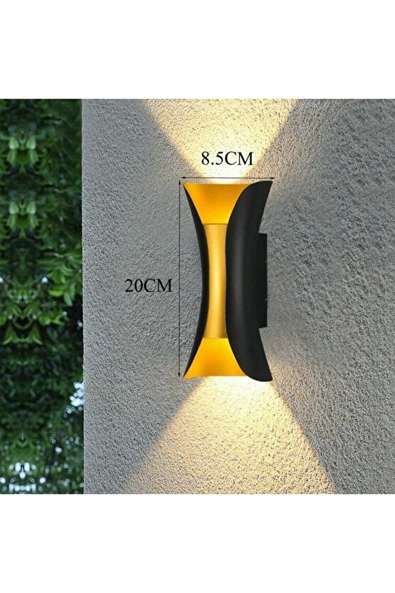 232lamp 12w Siyah - Gold Su Geçirmez Led Duvar Apliği Günışığı Dekoratif Dış Mekan Armatürü