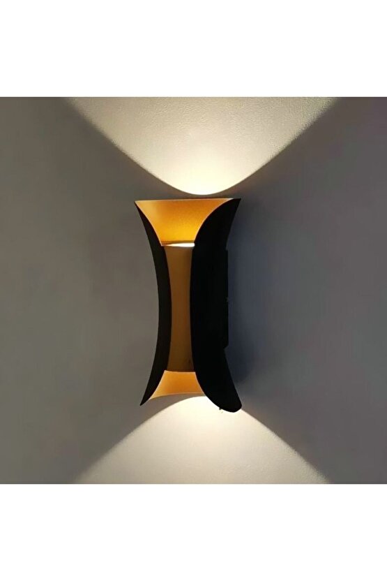 232lamp 12w Siyah - Gold Su Geçirmez Led Duvar Apliği Günışığı Dekoratif Dış Mekan Armatürü