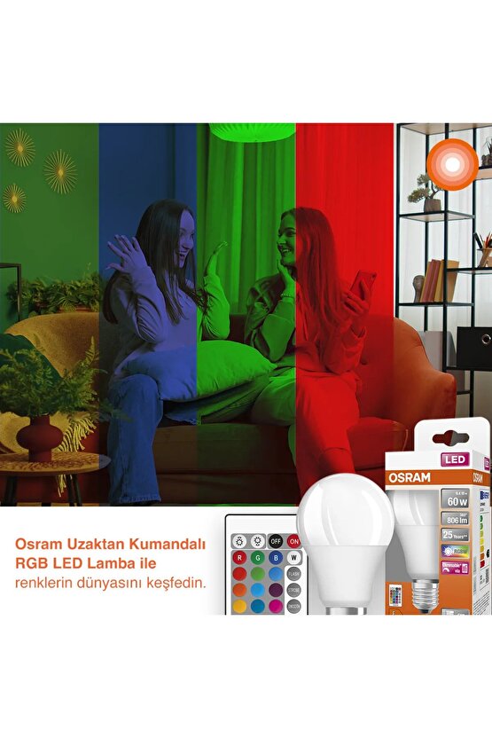 Ledvance  Led Base Rgb Remote Class Uzaktan Kumandalı Led Ampul A60 Dim 9,4W865 E27