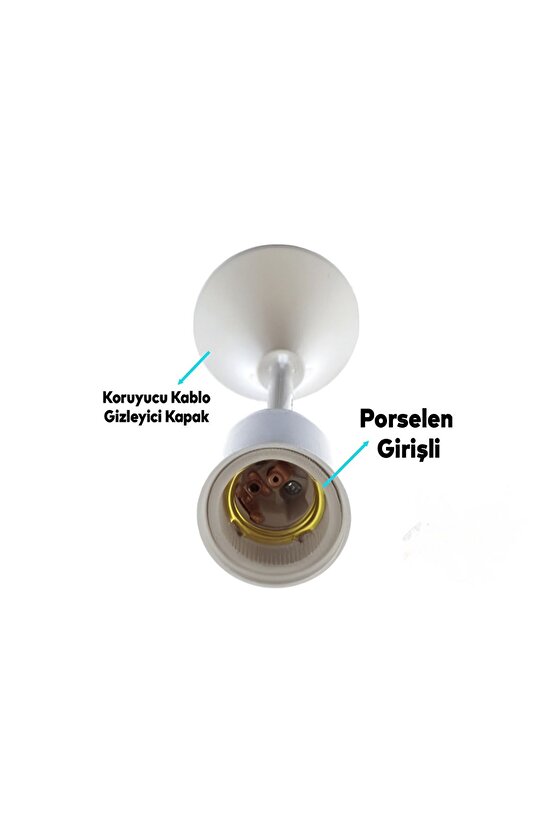 Sarkıt Porselen Tij Aydınlatma Duy E27 Beyaz 220 Volt