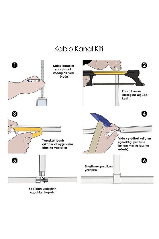 Kablo Kanalı 16x16 Yapışkanlı 18 Metre (9 Adet) Sağlam Ambalaj
