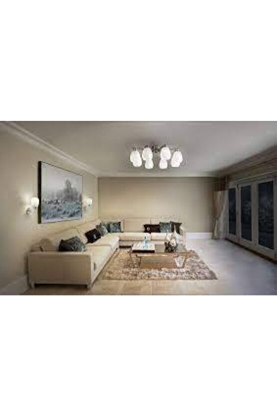 Vase My Living6xe27 Duylu Mat Krom+ Cam Tavan Avizesi