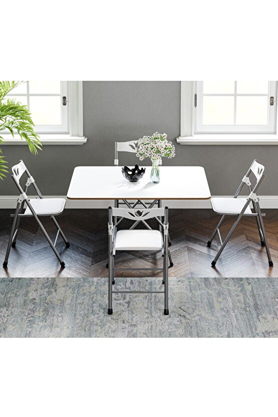 Katlanır Mutfak Masa ve 4 Adet Sandalye Takımı 60x90