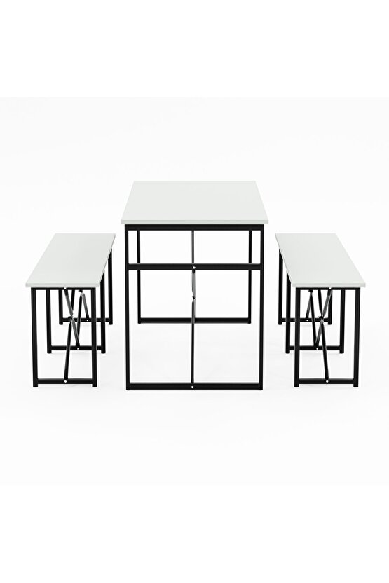 Masa Takımı Bench Bank Masa Seti 120x60 Masa Mutfak Masası Yemek Masası